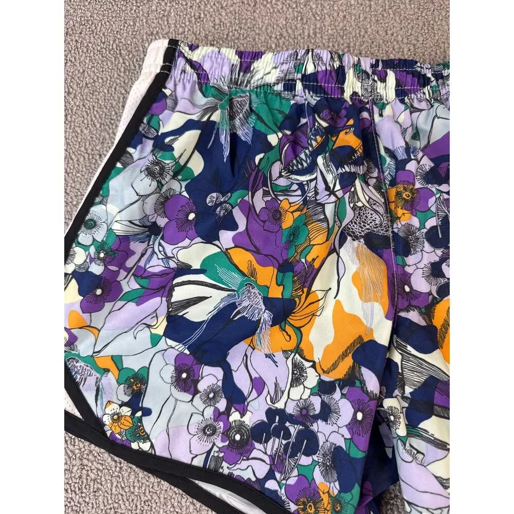 Nike Dri Fit Active Shorts‎ Youth Large Tempo Purple Floral Print Gym Running